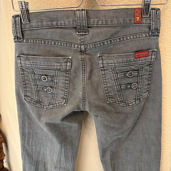 7 FOR ALL MANKIND Gray Low Waisted Bell Bottom Y2K Jeans Size 24-Made in USA - Picture 2 of 8